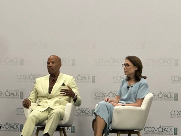 “The Science of Beauty: Biotechnology, Breakthrough Ingredients & the Future of Innovation” panel with Faye Brookman, Ron Robinson, and Dr. Robin L. Smith at Cosmoprof, May 31, 2025.